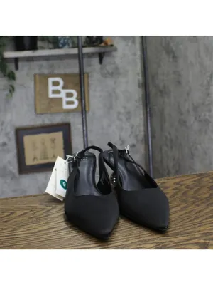 A New Day Womens Simone Rhinestone Ball Heels Disco Slingback Satin Black 9M thumbnail 3