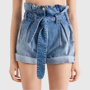 Re/Done Womens Shorts Blue The Attico Denim High Rise Paper Bag Size 26 thumbnail 1