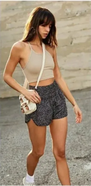 Free people movement no way home animal print athletic shorts Large black gray thumbnail 1