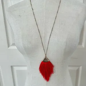 Red thread tassel necklace Red thumbnail 3