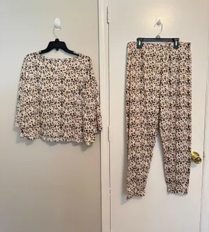Animal print pajamas set 2X Pink thumbnail 1