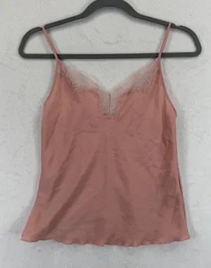 Victorias Secret XS Cami Top Pink Lace Trim Sleeveless Lingerie Tank‎ thumbnail 1