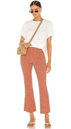 Sz S Small Free People Fine Line Slim Pant in Rust Combo Boho thumbnail 1