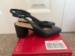 Aerosoles Northward Black Leather Ankle Strap Block Heel Pump thumbnail 2