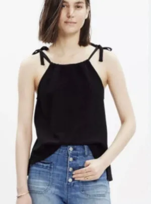 Madewell Tempo Tie Shoulder Black Tank size M thumbnail 1