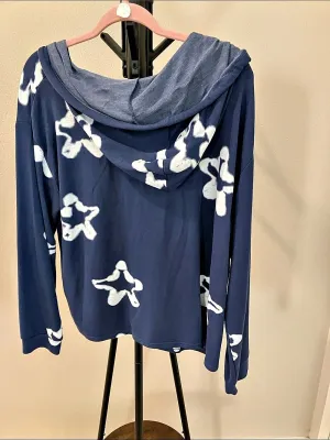 SPORTELLE Floral Hoodie in Blue & White Size Large thumbnail 2
