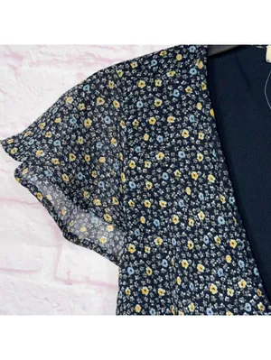 Abercrombie & Fitch Medium Flutter Sleeve Floral Wrap MIDI Dress thumbnail 7