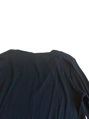 Ganni Software Black Deep V Neck Long Sleeve Fitted Bodysuit Scoop Large Women's thumbnail 9
