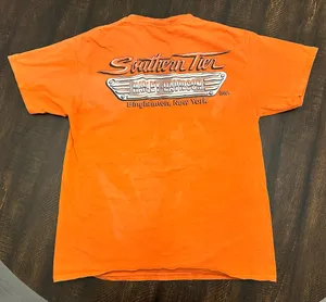 Harley Davidson Shirt Mens Medium Orange Short Sleeve Graphic Tee Biker Skull thumbnail 9