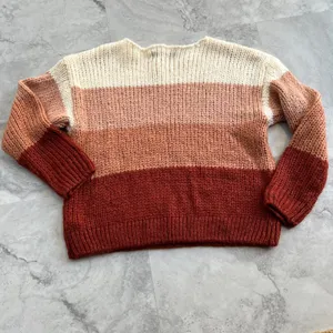 Forever 21 Block‎ Stripe Knit Sweater Size Small S Blush Cream Maroon thumbnail 2