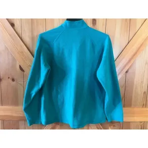 LL Bean Long Sleeve Quarter Zip Fleece Pullover Green Size Med (1030) thumbnail 5