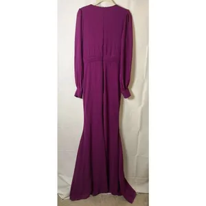 Faeriesty Surplice Neck Lantern Sleeve Chiffon Mermaid Dress in Purple sz Medium thumbnail 3