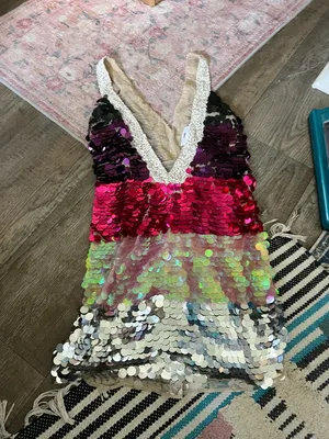 LPA Payette Sequin Deep‎ V Dress in Magenta Melody women's Size L thumbnail 1