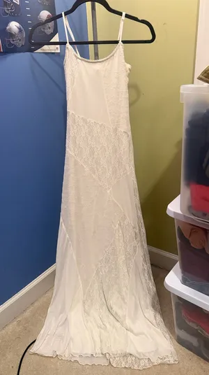 Ivory maxi dress with lace detailing White Size XS thumbnail 1
