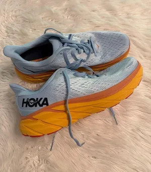 Hoka Clifton 8 Women's Light Blue and Orange Running Sneakers size 9.5 thumbnail 1