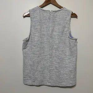 J. Crew Textured Tank Top with Scallop Trim Blue Size XL Blue Tweed thumbnail 5