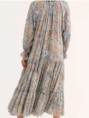 Free People Feeling Groovy Floral 70’s Style Boho Hippie‎ Maxi Dress Size XS thumbnail 4