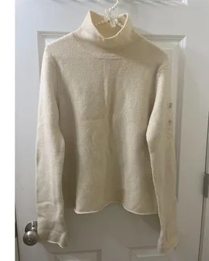 VTG Abercrombie & Fitch SWEATER Off-White Size L TURTLENECK Made in Hong Kong thumbnail 1