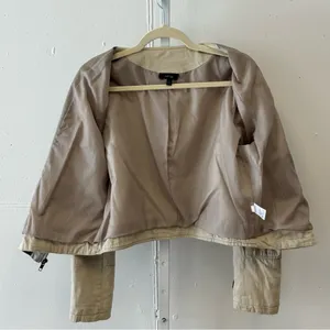 Apt. 9 Women’s Faux Leather Moto Style Zip Up‎ Jacket Windbreaker Cream Large thumbnail 3