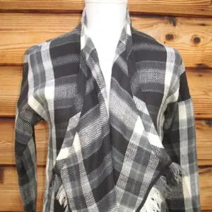 NWT Lucky Brand Black Gray Wrap Jacket Cardigan thumbnail 4