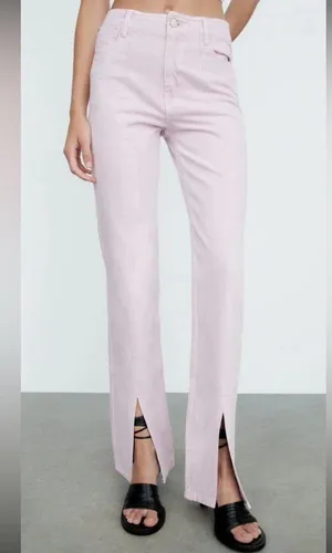 ZARA women’s size 6 lavender light purple front slit jeans business casual thumbnail 11