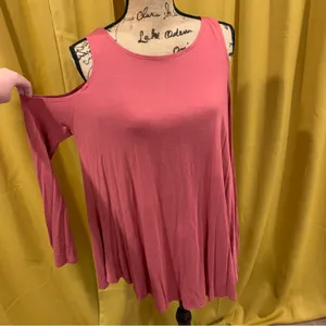 Stretch Cold Shoulder Tunic Top Pink Size XL thumbnail 3