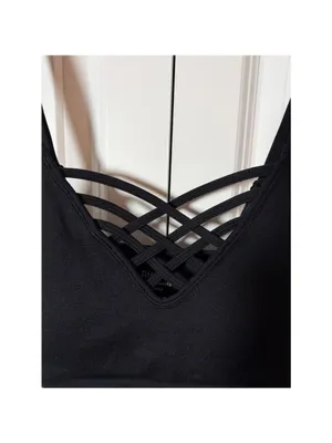 ZENANA Black Criss-Cross Sports Bra S thumbnail 3