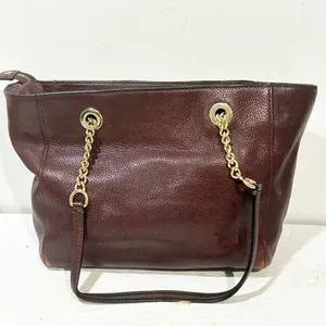 COACH‎ TURNLOCK Chain Tote 27 Zip Top Leather Shoulder Bag 57107 Oxblood thumbnail 8