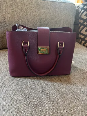 Kelly & Katie Plum Pebbled Satchel with Gold Hardware and Detachable Strap thumbnail 4