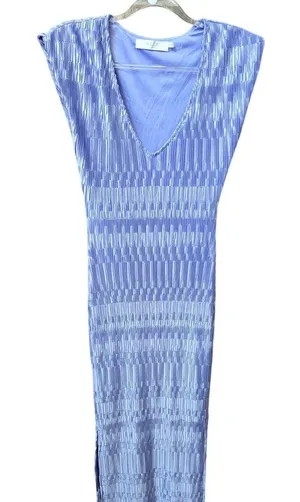 Astr The Label Purple Crinkle Pleated Midi Dress Size Medium V-Neck thumbnail 1