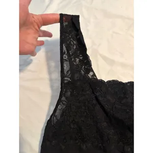 Nordstrom Intimates Tank Top Floral Lace Trim Black Cotton Cami Large thumbnail 3
