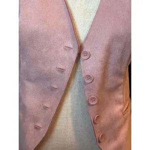 Moa Moa Faux Suede Vest Pink Button Front Tailored Waistcoat UA632-SUA Medium thumbnail 8