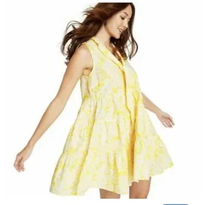 Lisa Marie‎ Fernandez XL Target Yellow Floral Tiered Trapeze Babydoll Swing thumbnail 2