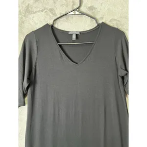 Eileen‎ Fisher Black V-Neck Shift Dress Short Sleeve Minimalist Capsule Size XS thumbnail 2