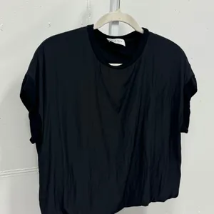 Lola‎ & Sophie New York Women's Black Banded Bubble Hem Mixed Media Top Small thumbnail 3