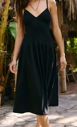 NWT free people black sweater midi dress, size XS, fits XS to S thumbnail 1