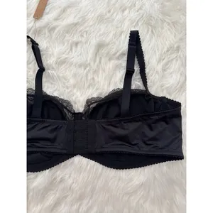 Skims Stretch Satin Lace Unlined Balconette Bra Onyx Size 44DD thumbnail 8