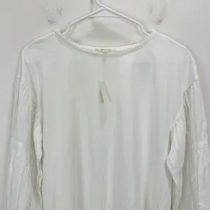 Madewell Puff Sleeve Drop Shoulder Knit Top Cotton Viscose White Small NWT thumbnail 8