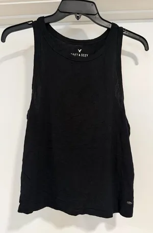 American Eagle Outfitters Black Crop Tank Top thumbnail 1