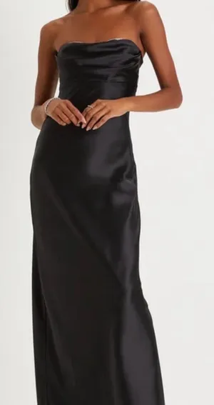 Lulu's Elegant Black Strapless Gown thumbnail 1