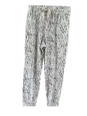 Neutral Zebra-Print Drawstring Joggers - Women thumbnail 3