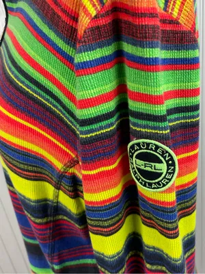 Vintage Y2K Lauren Ralph Lauren Active Rainbow Stripe Quarter Zip Pullover XL thumbnail 7