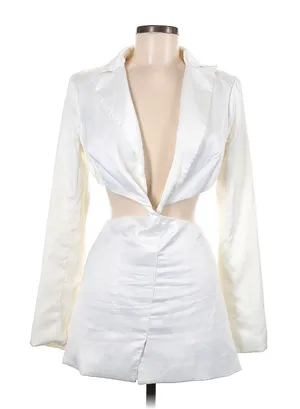 Superdown White Cutout Blazer Mini Dress Size M Long Sleeve Plunge Party Dress thumbnail 1