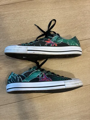 Converse Black Low Top Jungle Safari Leaf Print Sneaker Size Men’s 7/Women’s 9 thumbnail 2