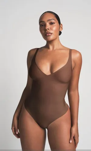 SKIMS Unlined Plunge Thong Bodysuit | Jasper | Small | NWT thumbnail 1