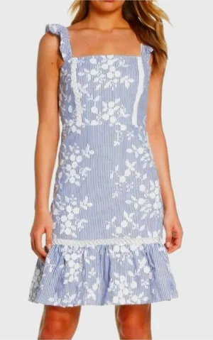 Sam Edelman Embroidered Eyelet Ruffle Sleeve Dress Size 8 thumbnail 1