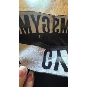 Gymshark Flex Seamless Leggings Black‎ Gray Logo Waistband Mid Rise Womens Small thumbnail 2