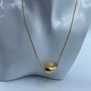 NWT Lux lux 18K gold dipped puffed sideways teardrop 16” necklace thumbnail 3