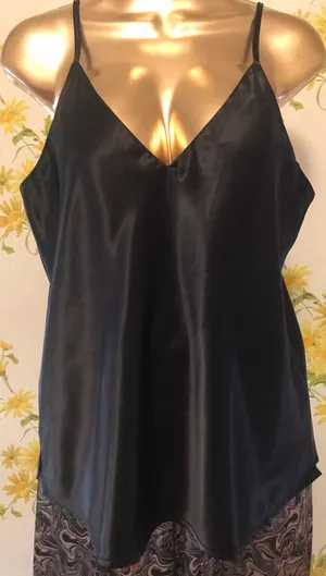 Sans Souci black satin camisole top size M thumbnail 1