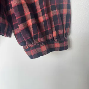 Madewell Plaid‎ Ruffled Sqaureneck Gingham Red and Black Top Size L Cotton thumbnail 5